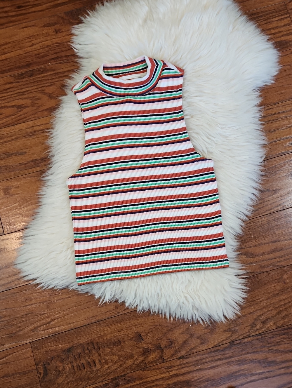 Urban Outfitters Multi Colored Stripe Ribbed Knit Tank Top